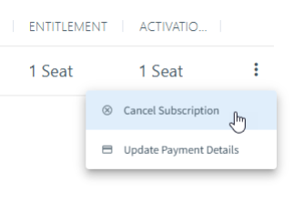 Cancel subscription menu