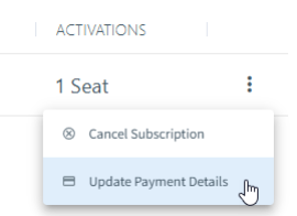 Update payment details menu