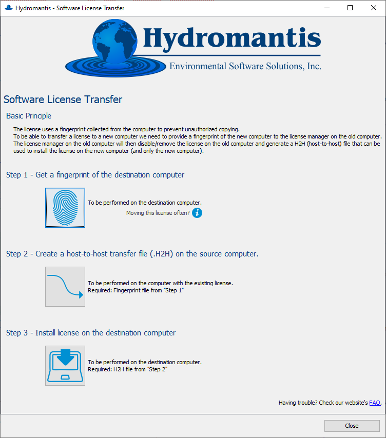 Transfer an existing license